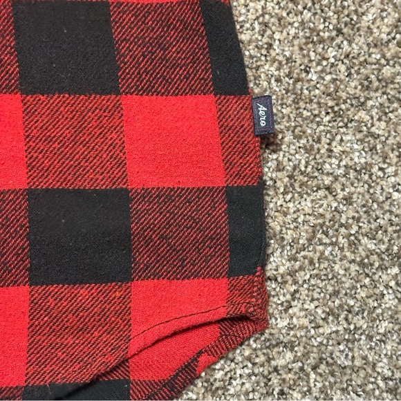 Aeropostale Red and Black Plaid Men's Shirt with Hood - Picture 4 of 11